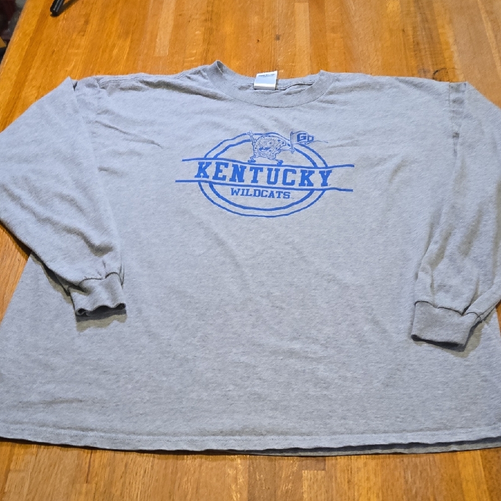 Delta Unisex XL Gray Kentucky Wildcats SpongeBob Blue Logo Long Sleeve Shirt‎